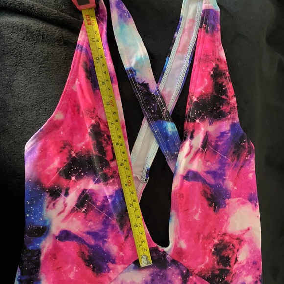 NWOT Neon Galactic One Piece Swimsuit w/Deep V - Picture 3 of 3
